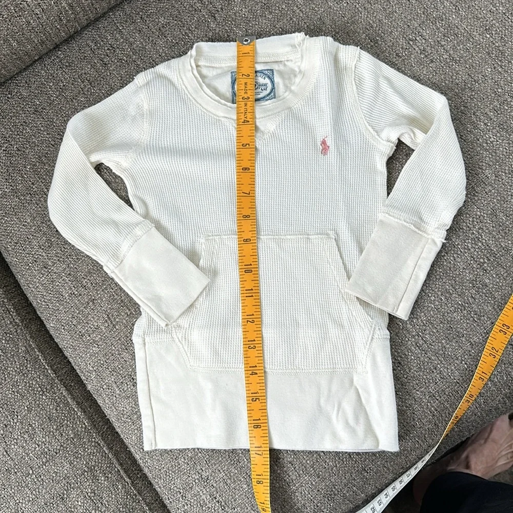 Ralph Lauren Polo Girls Long Sleeve Cream Off White Thermal Shirt Size 4
